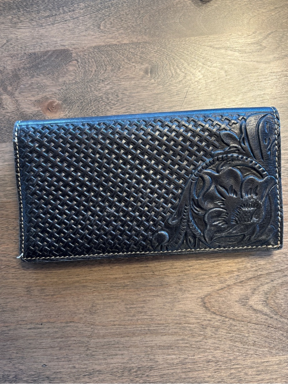 Patricia Nash Black Floral Tooled Leather Wallet. NWOT